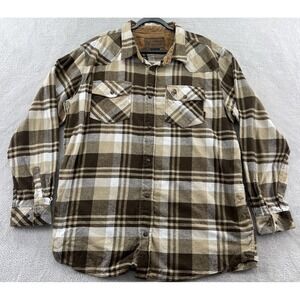 Legendary Stockyards Shirt Men's 2XT Brown Flannel Plaid Button Up Shacket